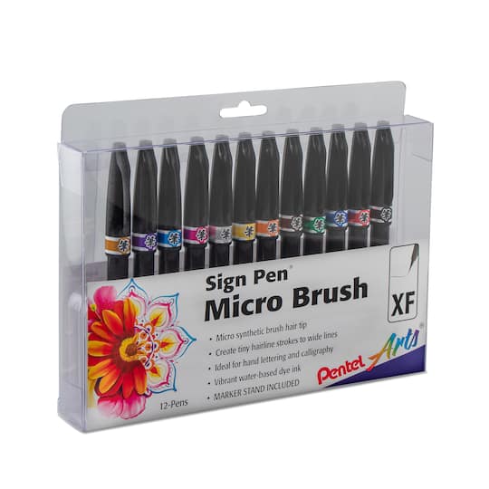 Pentel Arts® Sign Pen® 12 Color Micro Brush Tip Pen Set